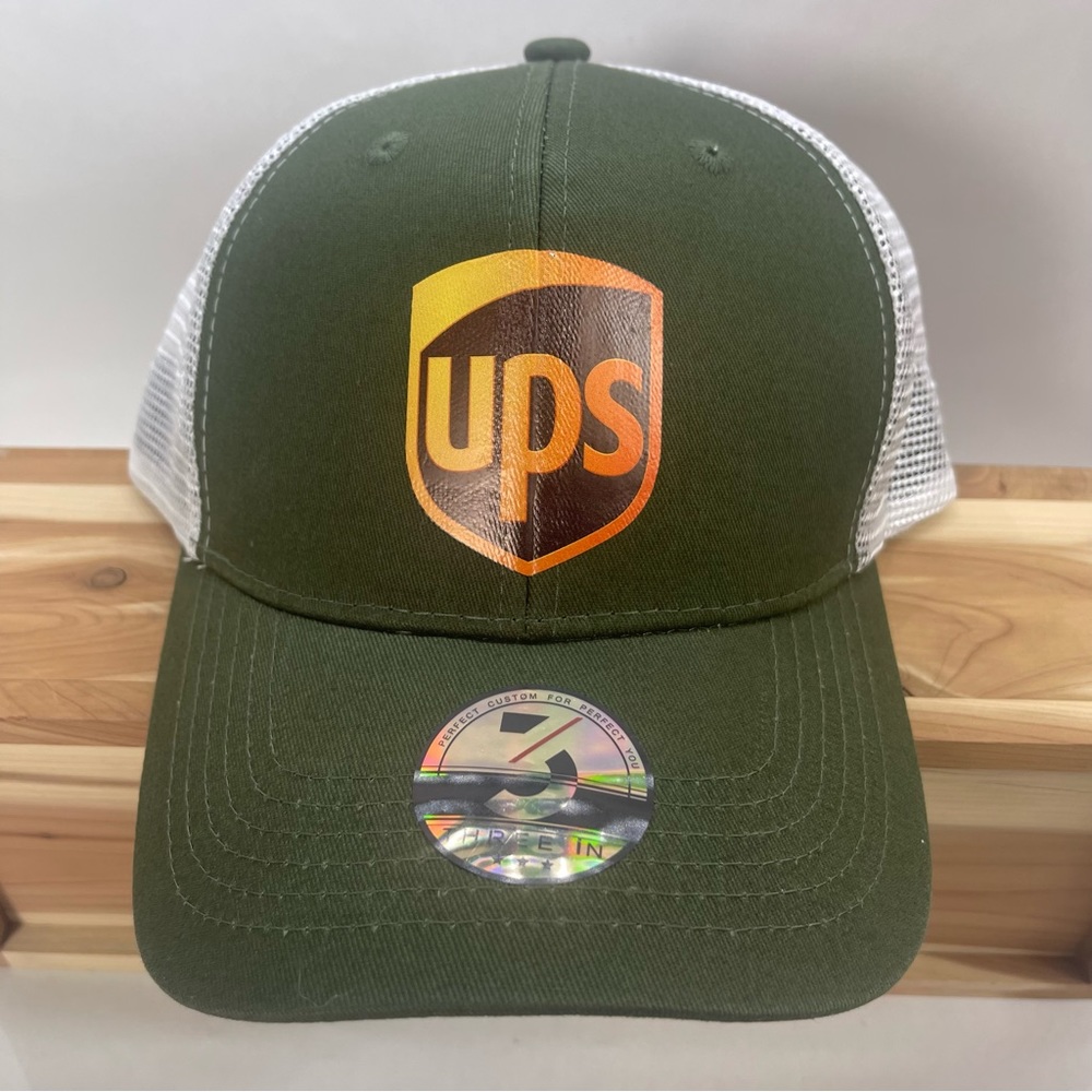 UPS United Parcel Service Mesh Trucker Hat Olive Green SnapBack